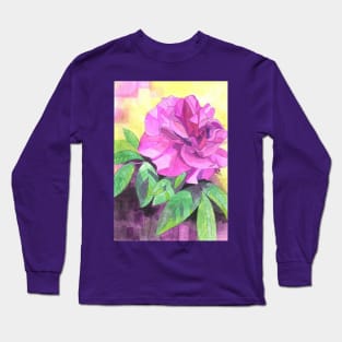 Deep pink rose painting Long Sleeve T-Shirt